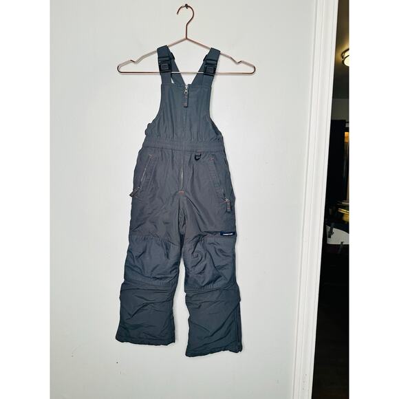 Vintage Lands' End Kid Charcoal Gray Ski Bin Snow Zip Up Overalls Size 5 - Picture 1 of 10